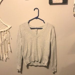 Open back light grey sweater